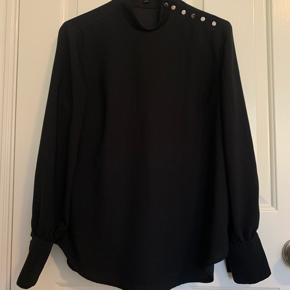 Classy Black Mock Neck/Button Neck Blouse